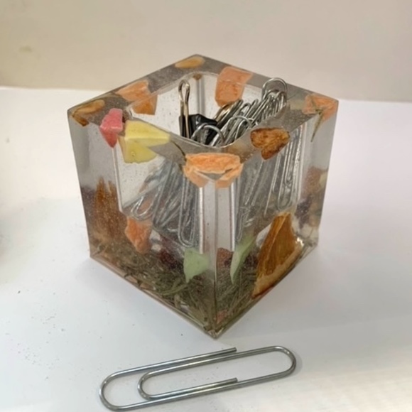 Tutty-Fruity Resin Cube Office Weight - Picture 1 of 5